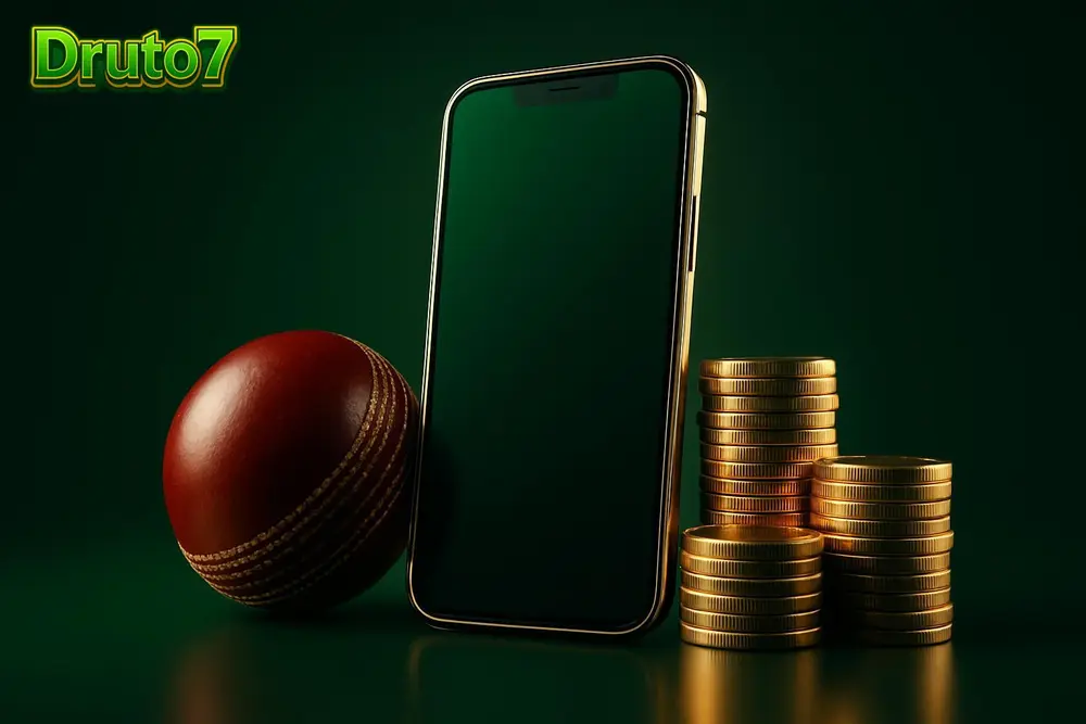 Druto7 Bangladesh โ a smartphone and cricket ball beside stacks of golden coins Druto7 Bangladesh โ a smartphone and cricket ball beside stacks of golden coins